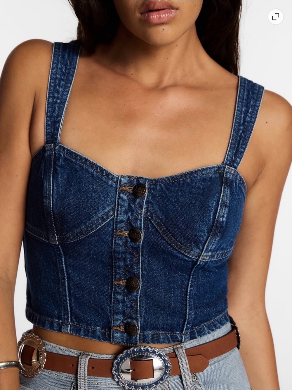 Lee Kacey Musgraves Denim Bustier Crop Top XL NWT Western Cowgirl